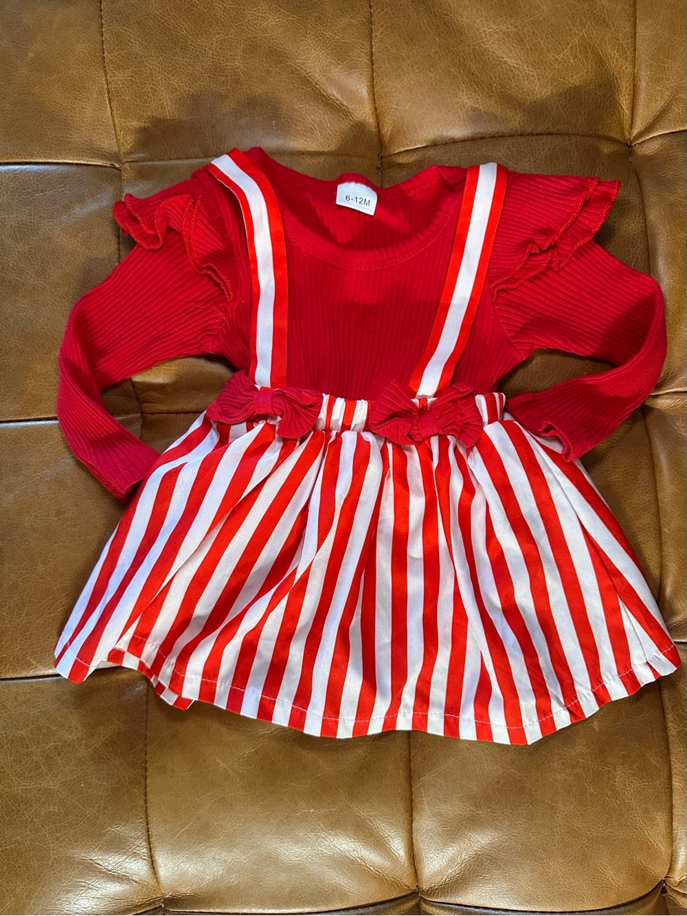 Red and White Striped Suspender Dress - Infant